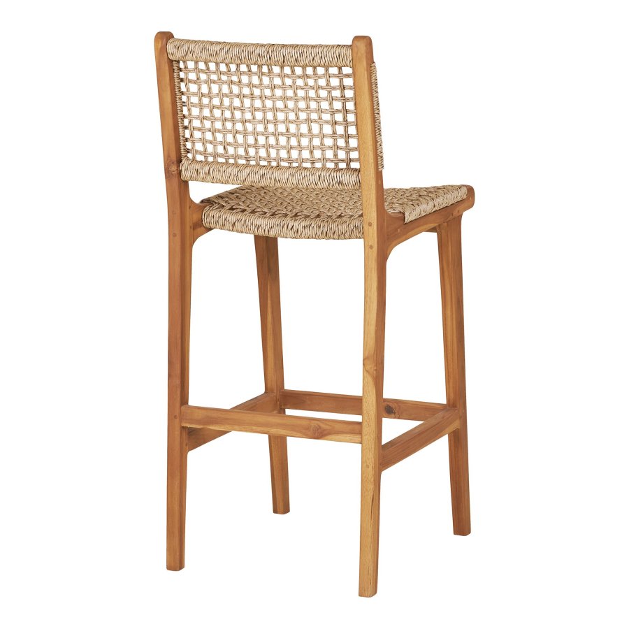 HOUSE NORDIC Derby counterstol, m. rygln og fodsttte - natur polyrattan og teak