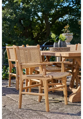 HOUSE NORDIC Derby spisebordsstol, m. armln - natur polyrattan og teak