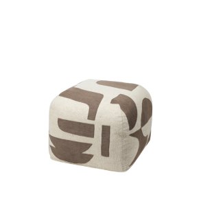 BROSTE COPENHAGEN Mundo puf, kvadratisk - knguru brun og lys beige (50x50)