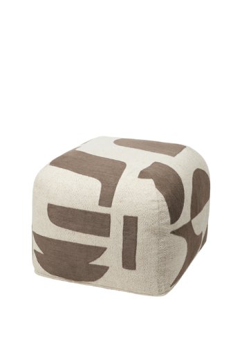 BROSTE COPENHAGEN Mundo puf, kvadratisk - knguru brun og lys beige (50x50)