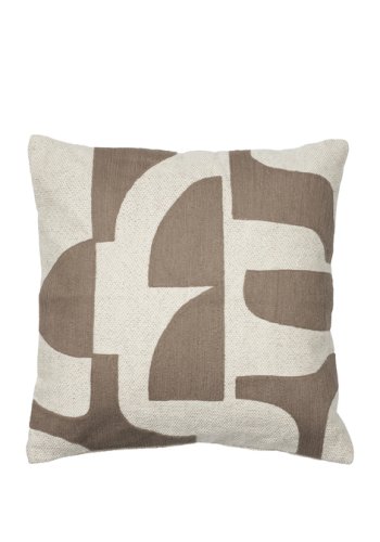 BROSTE COPENHAGEN Mundo pudebetrk, kvadratisk - knguru brun og lys beige bomuld/hr (50x50)