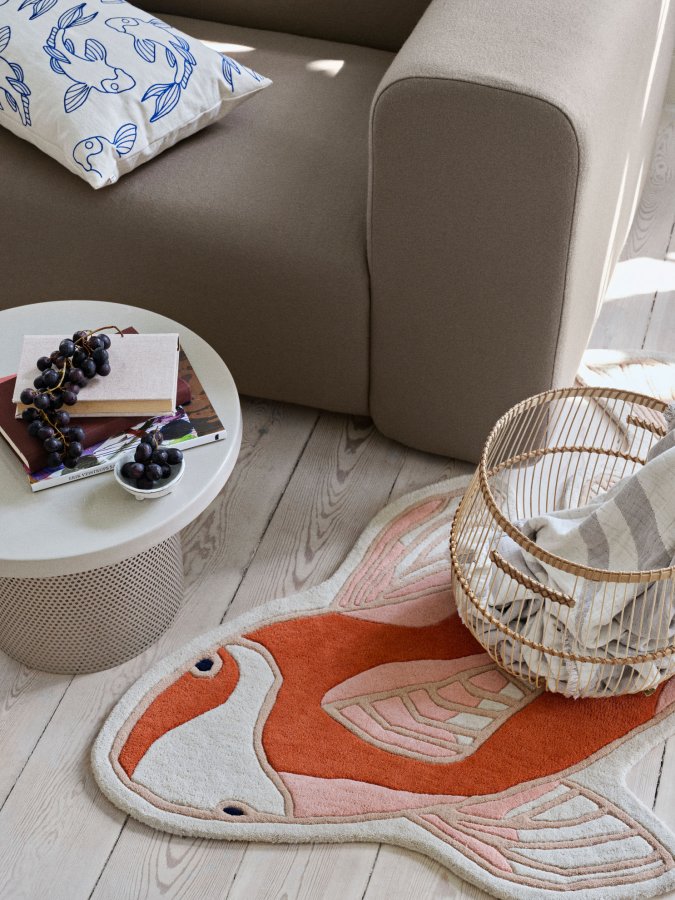 BROSTE COPENHAGEN Koi gulvtppe - pumpkin orange uld/bomuld (97x130)