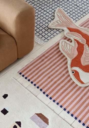 BROSTE COPENHAGEN Koi gulvtppe - pumpkin orange uld/bomuld (97x130)