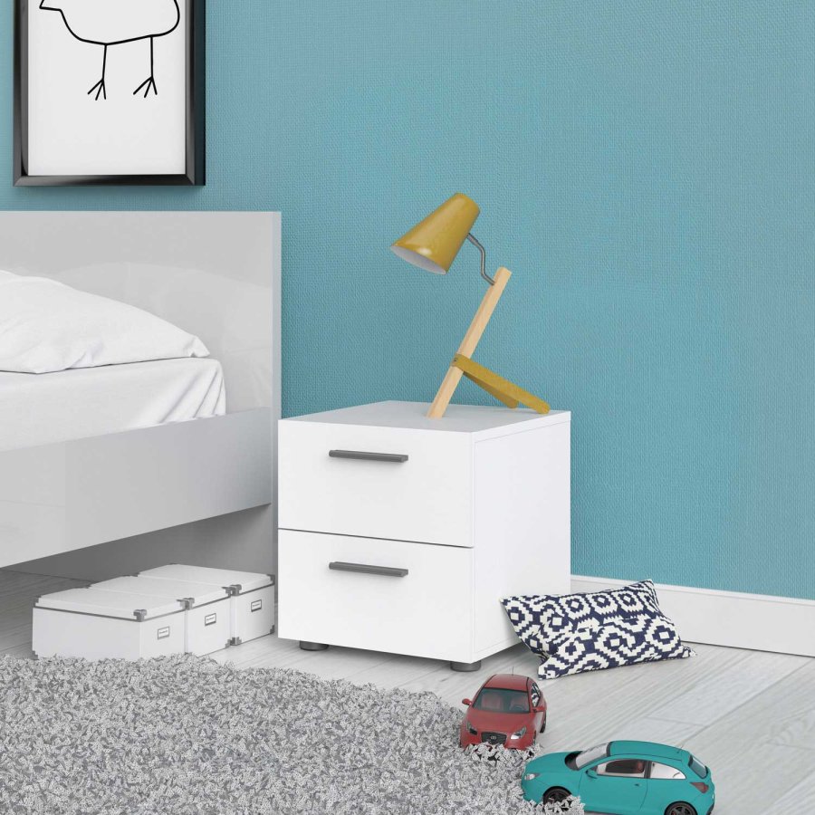 TVILUM Pepe natbord - hvidt tr, m. 2 skuffer