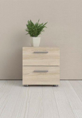 TVILUM Pepe sengebord, m. 2 skuffer - egetrsfarvet folie og plastik (40x40,25)