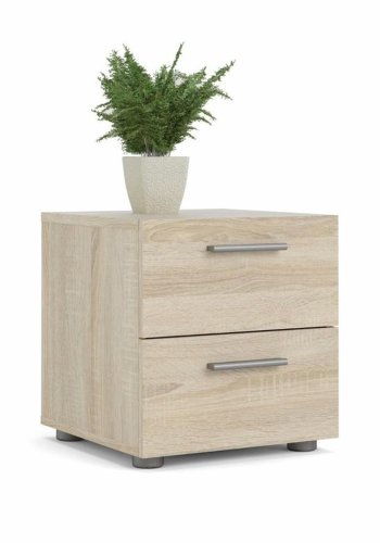 TVILUM Pepe sengebord, m. 2 skuffer - egetrsfarvet folie og plastik (40x40,25)