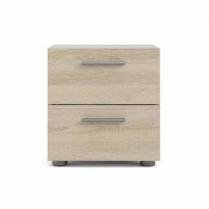 TVILUM Pepe sengebord, m. 2 skuffer - egetrsfarvet folie og plastik (40x40,25)