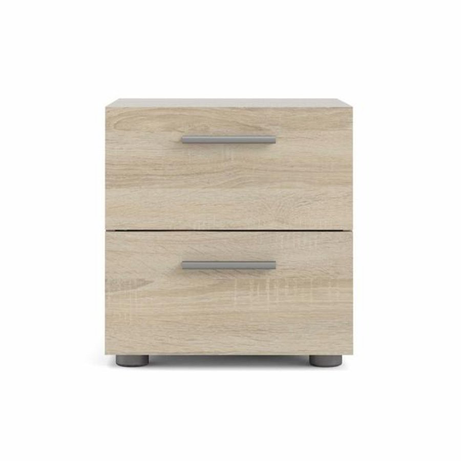 TVILUM Pepe sengebord, m. 2 skuffer - egetrsfarvet folie og plastik (40x40,25)