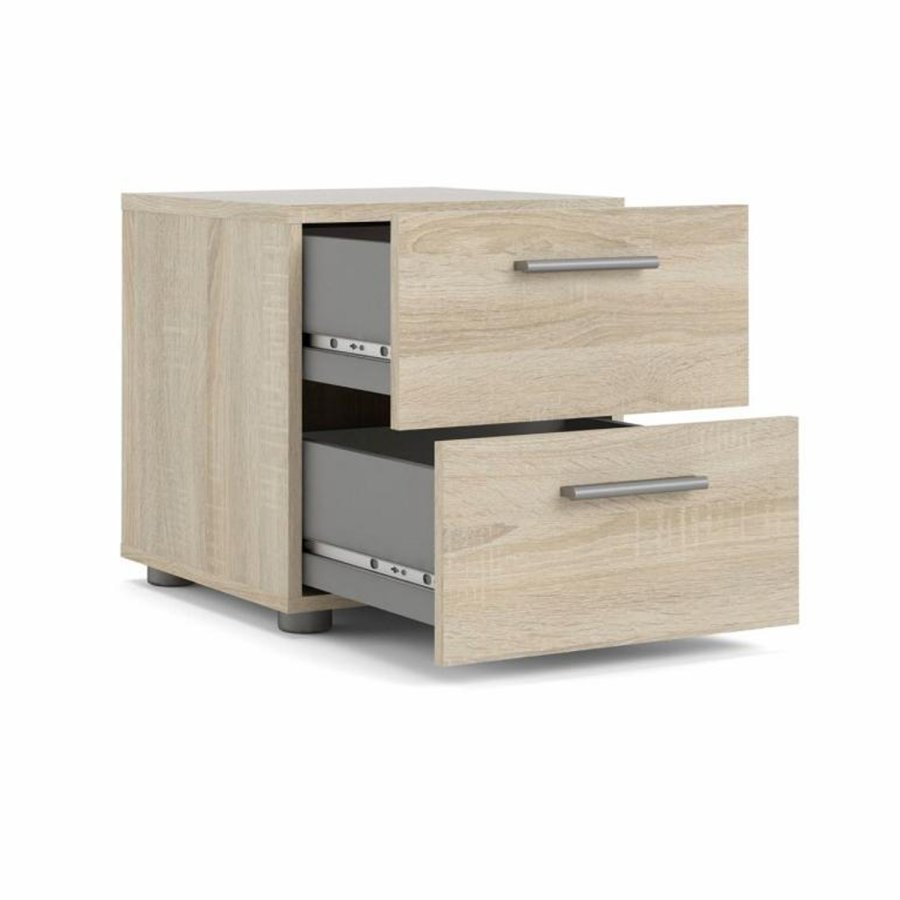 TVILUM Pepe sengebord, m. 2 skuffer - egetrsfarvet folie og plastik (40x40,25)