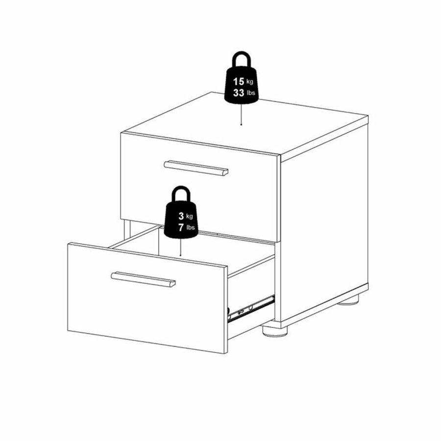 TVILUM Pepe sengebord, m. 2 skuffer - egetrsfarvet folie og plastik (40x40,25)