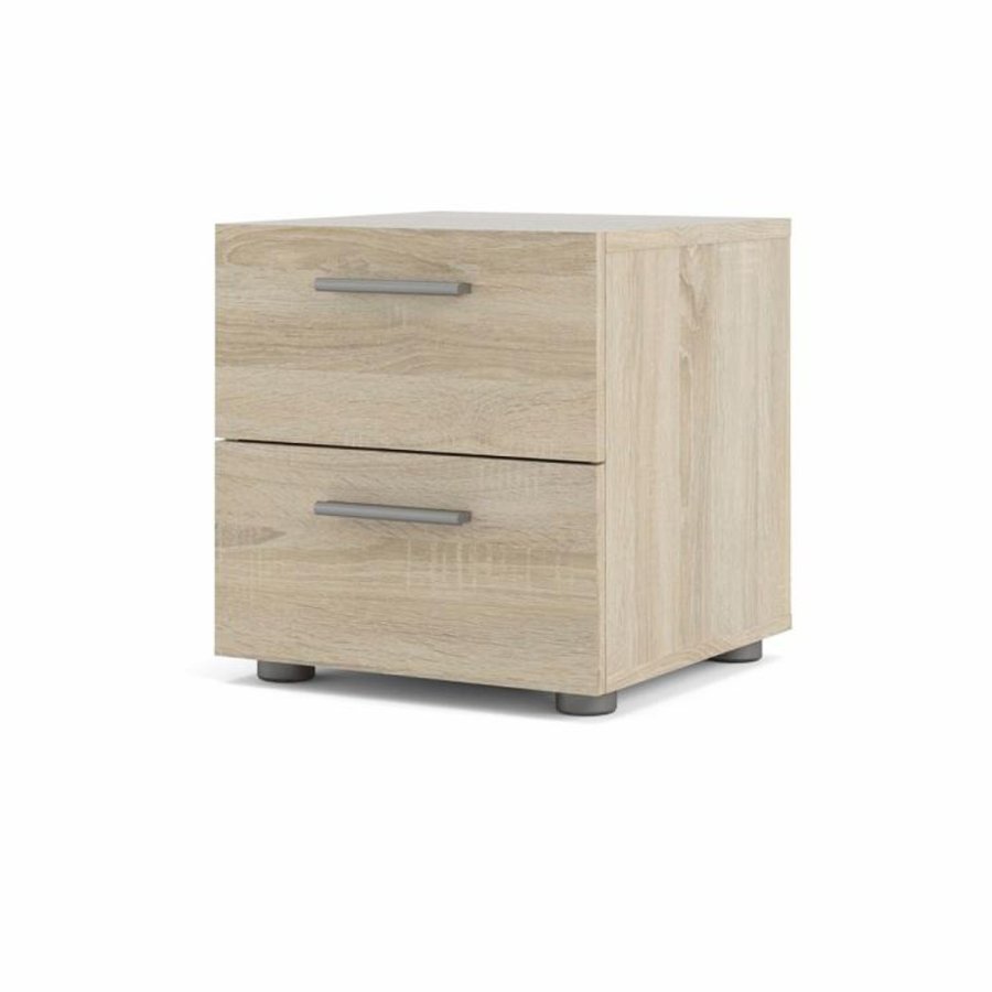 TVILUM Pepe sengebord, m. 2 skuffer - egetrsfarvet folie og plastik (40x40,25)