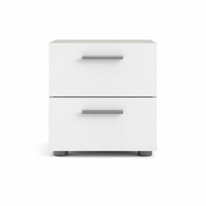 TVILUM Pepe sengebord, m. 2 skuffer - egetrsfarvet og hvid folie og plastik (40x40,25)