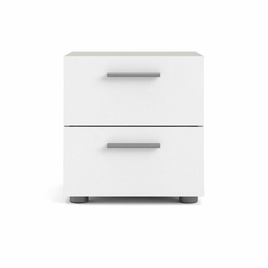 TVILUM Pepe sengebord, m. 2 skuffer - egetrsfarvet og hvid folie og plastik (40x40,25)