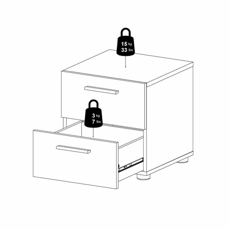 TVILUM Pepe sengebord, m. 2 skuffer - trffel folie og plastik (40x40,25)