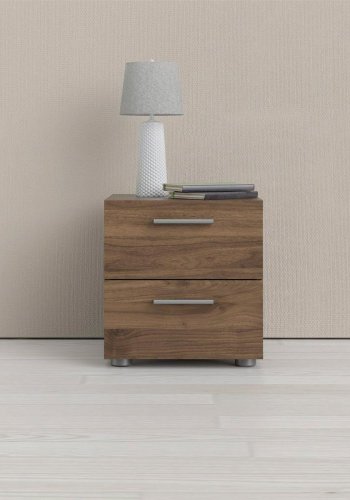 TVILUM Pepe sengebord, m. 2 skuffer - valnd folie og plastik (40x40,25)