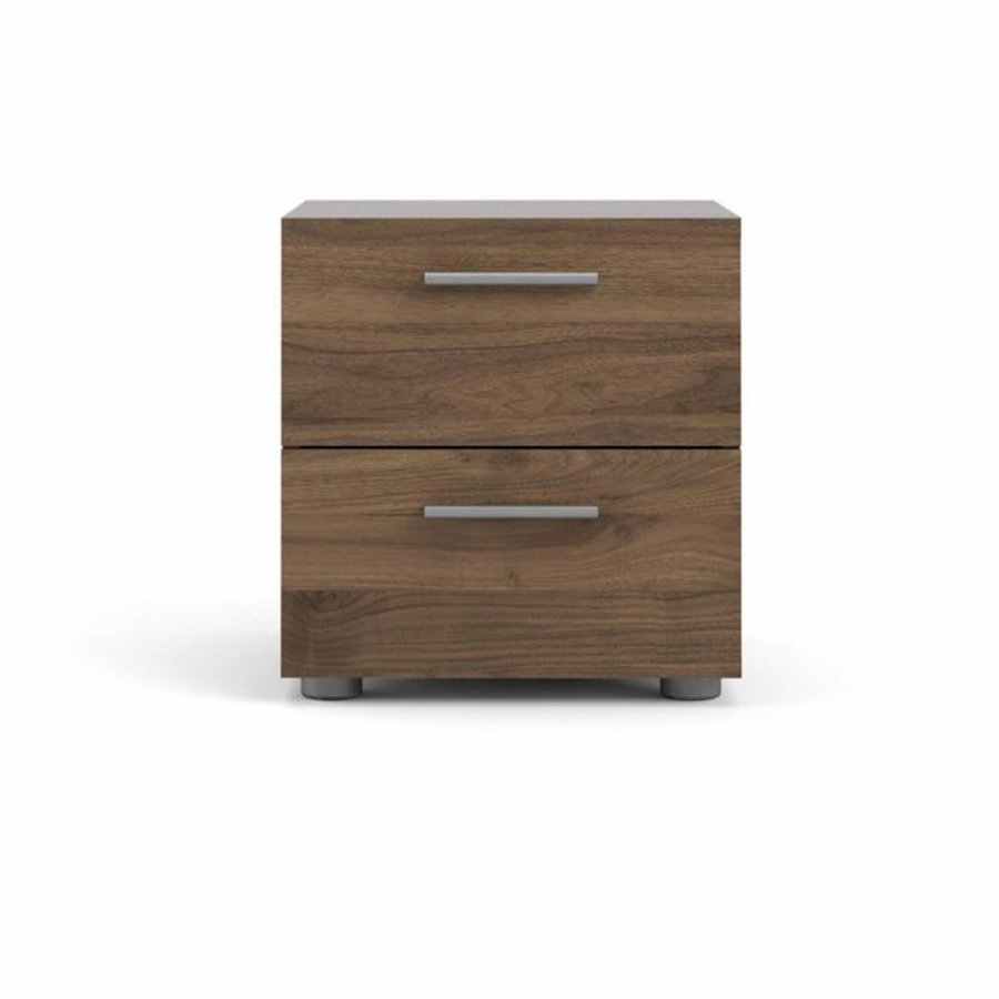 TVILUM Pepe sengebord, m. 2 skuffer - valnd folie og plastik (40x40,25)