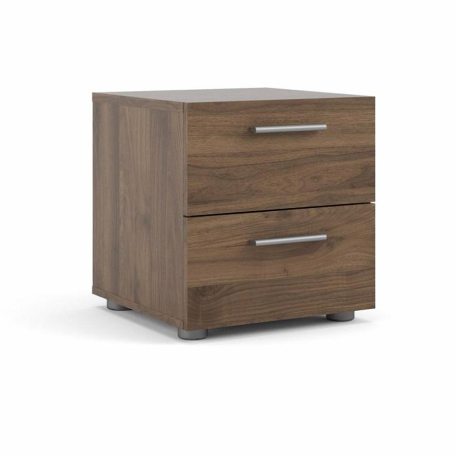 TVILUM Pepe sengebord, m. 2 skuffer - valnd folie og plastik (40x40,25)