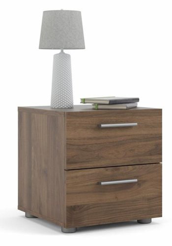 TVILUM Pepe sengebord, m. 2 skuffer - valnd folie og plastik (40x40,25)