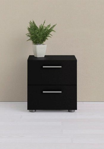 TVILUM Pepe sengebord, m. 2 skuffer - sort folie og plastik (40x40,25)