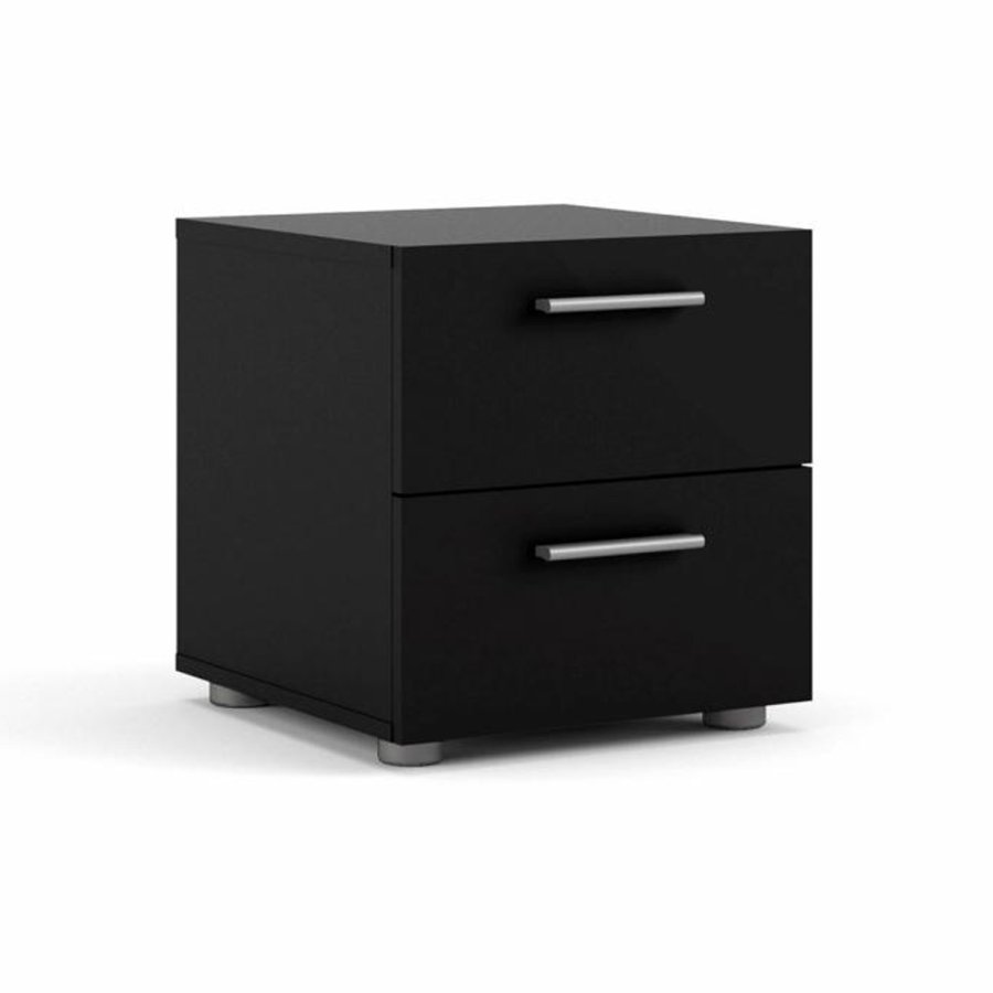 TVILUM Pepe sengebord, m. 2 skuffer - sort folie og plastik (40x40,25)