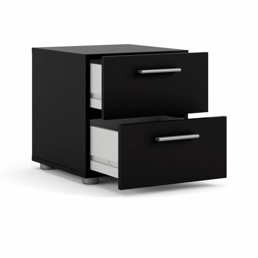 TVILUM Pepe sengebord, m. 2 skuffer - sort folie og plastik (40x40,25)