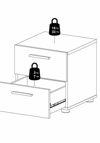 TVILUM Pepe sengebord, m. 2 skuffer - sort folie og plastik (40x40,25)