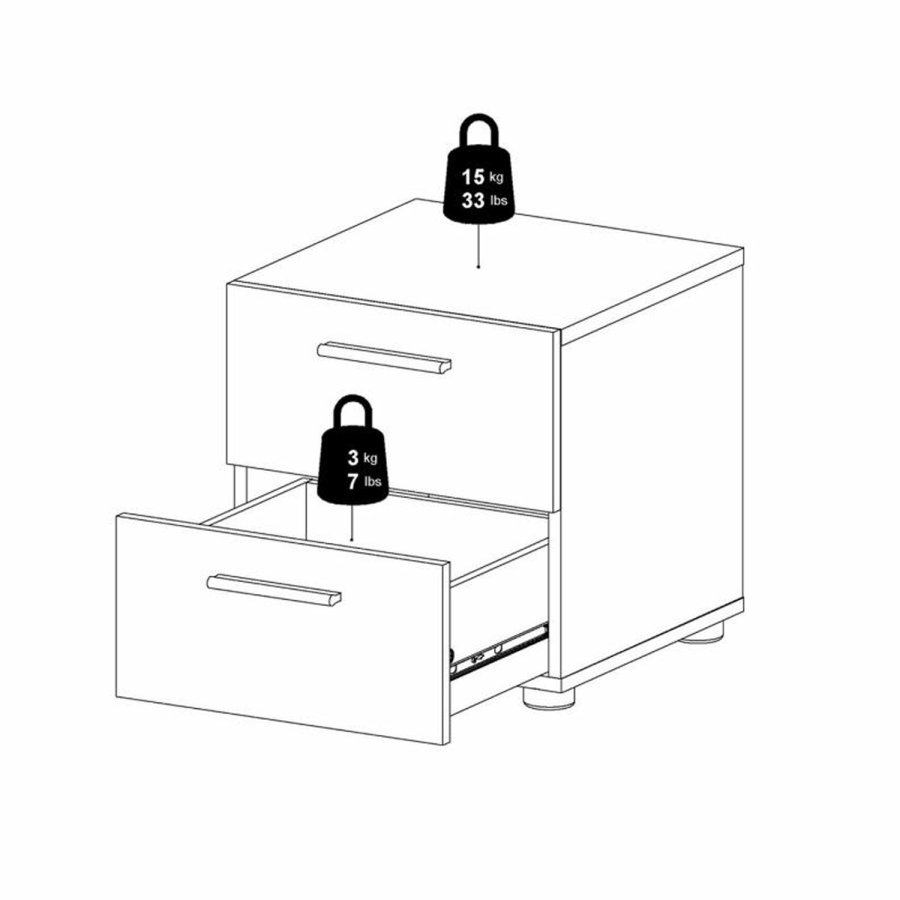 TVILUM Pepe sengebord, m. 2 skuffer - sort folie og plastik (40x40,25)