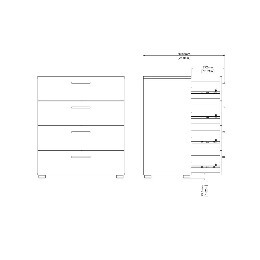 TVILUM Pepe kommode - hvidt tr, m. 4 skuffer