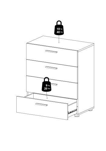 TVILUM Pepe kommode - hvidt tr, m. 4 skuffer