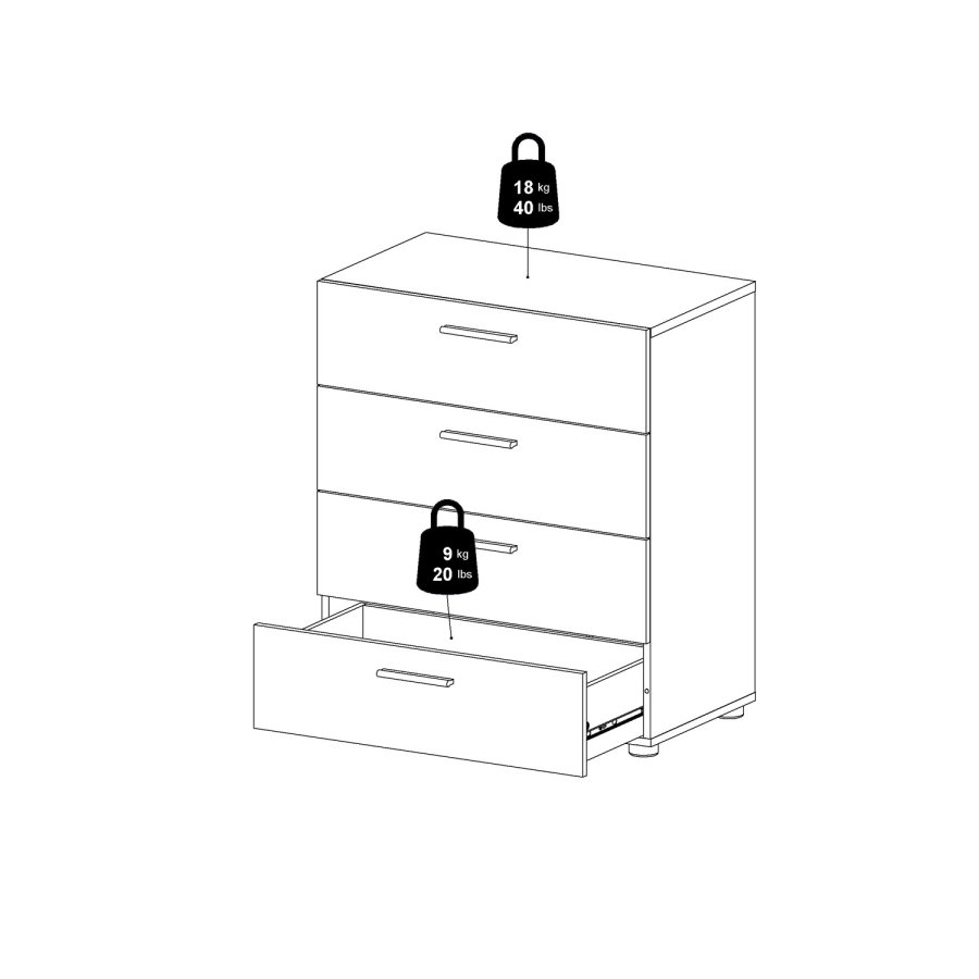 TVILUM Pepe kommode - hvidt tr, m. 4 skuffer