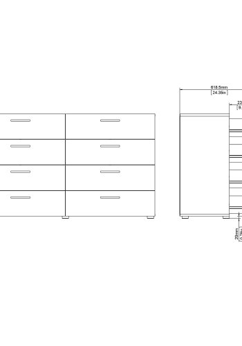 TVILUM Pepe kommode - sort mat i egetrsstruktur, m. 8 skuffer