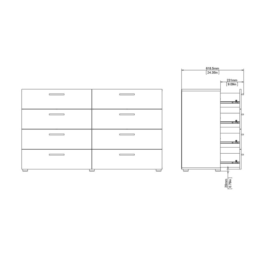 TVILUM Pepe kommode - sort mat i egetrsstruktur, m. 8 skuffer