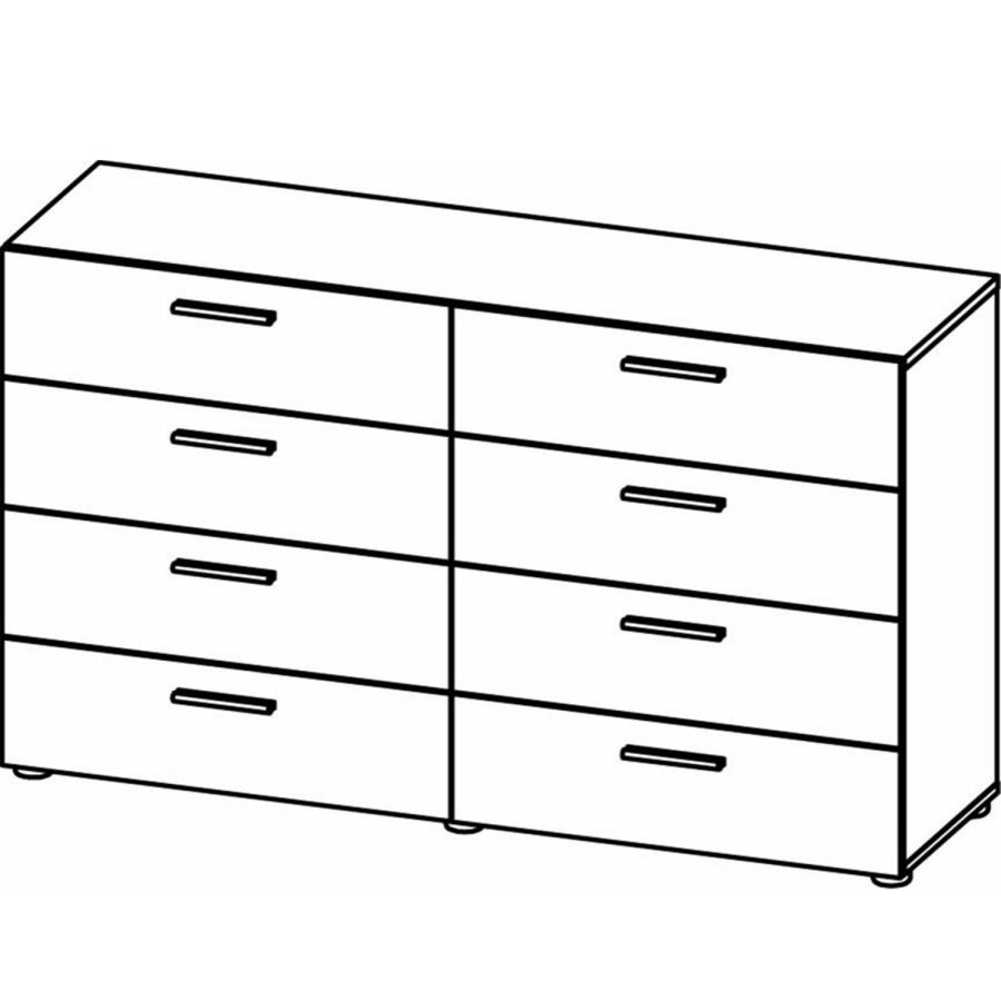 TVILUM Pepe dobbelt kommode, m. 8 skuffer - sort folie og plastik