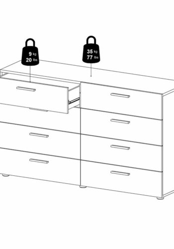 TVILUM Pepe dobbelt kommode, m. 8 skuffer - sort folie og plastik