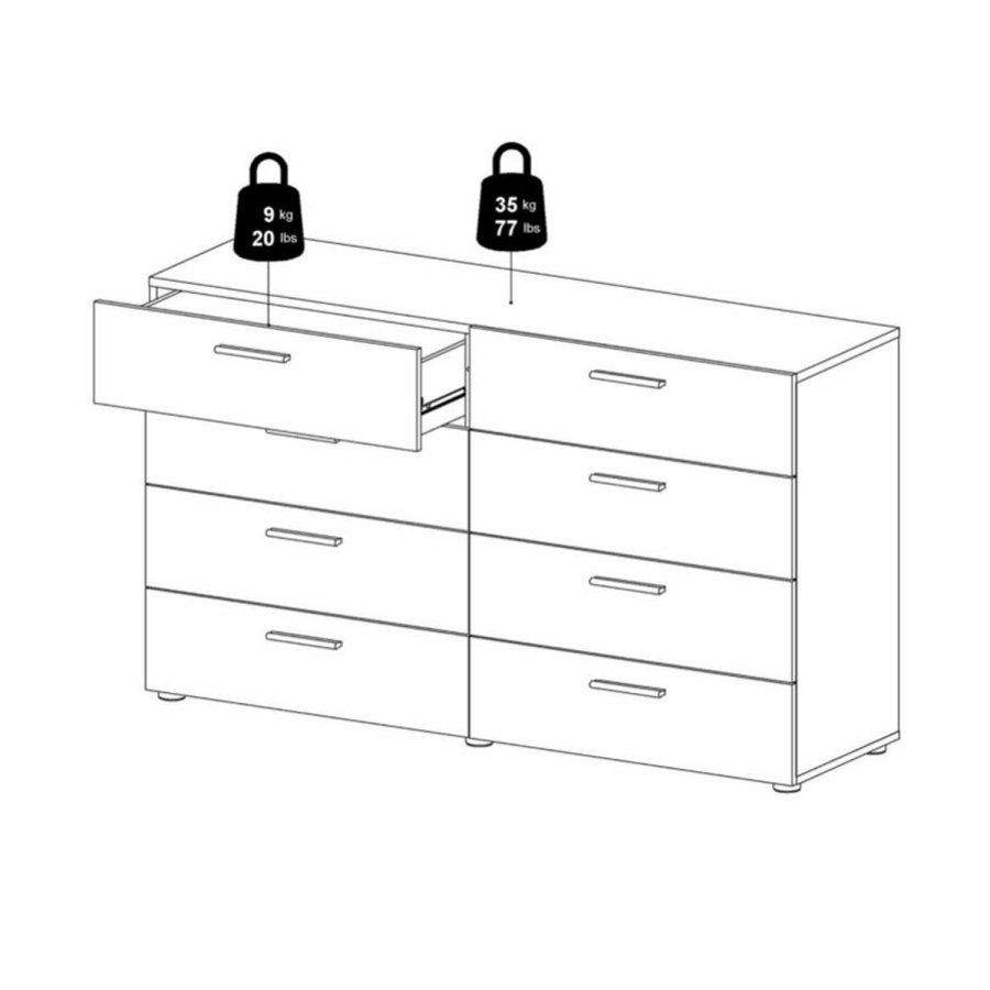 TVILUM Pepe dobbelt kommode, m. 8 skuffer - sort folie og plastik