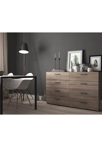 TVILUM Pepe dobbelt kommode, m. 8 skuffer - trffel folie og plastik