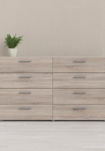 TVILUM Pepe dobbelt kommode, m. 8 skuffer - trffel folie og plastik