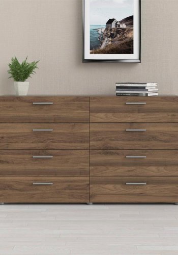 TVILUM Pepe dobbelt kommode, m. 8 skuffer - valnd folie og plastik