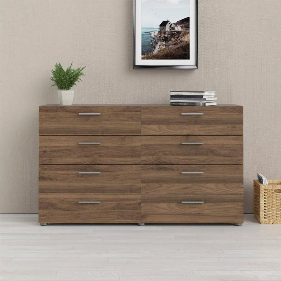 TVILUM Pepe dobbelt kommode, m. 8 skuffer - valnd folie og plastik