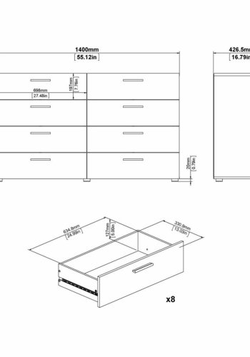 TVILUM Pepe dobbelt kommode, m. 8 skuffer - valnd folie og plastik