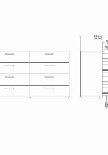 TVILUM Pepe dobbelt kommode, m. 8 skuffer - valnd folie og plastik