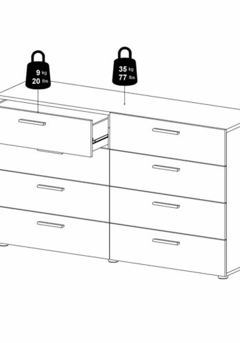 TVILUM Pepe dobbelt kommode, m. 8 skuffer - valnd folie og plastik