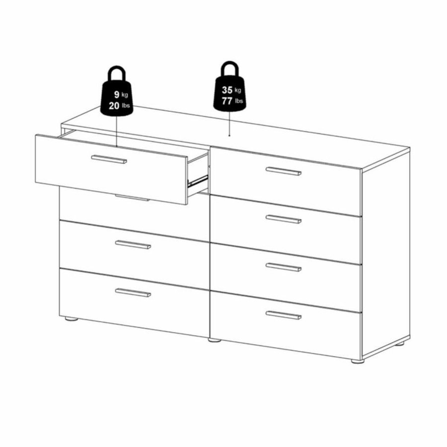 TVILUM Pepe dobbelt kommode, m. 8 skuffer - valnd folie og plastik