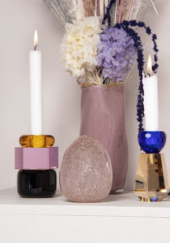 HOUSE OF SANDER Lily lysestage - rav/lyserd/sort krystalglas