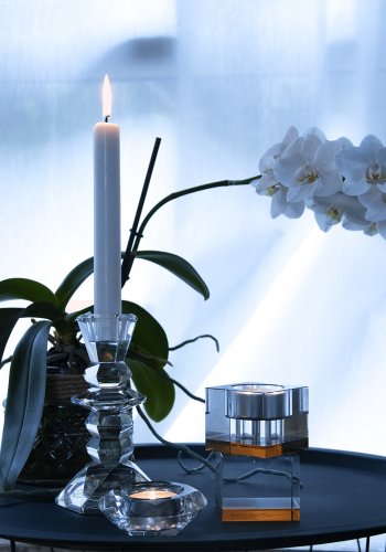 HOUSE OF SANDER Lyng lysestage - fersken og klar glas