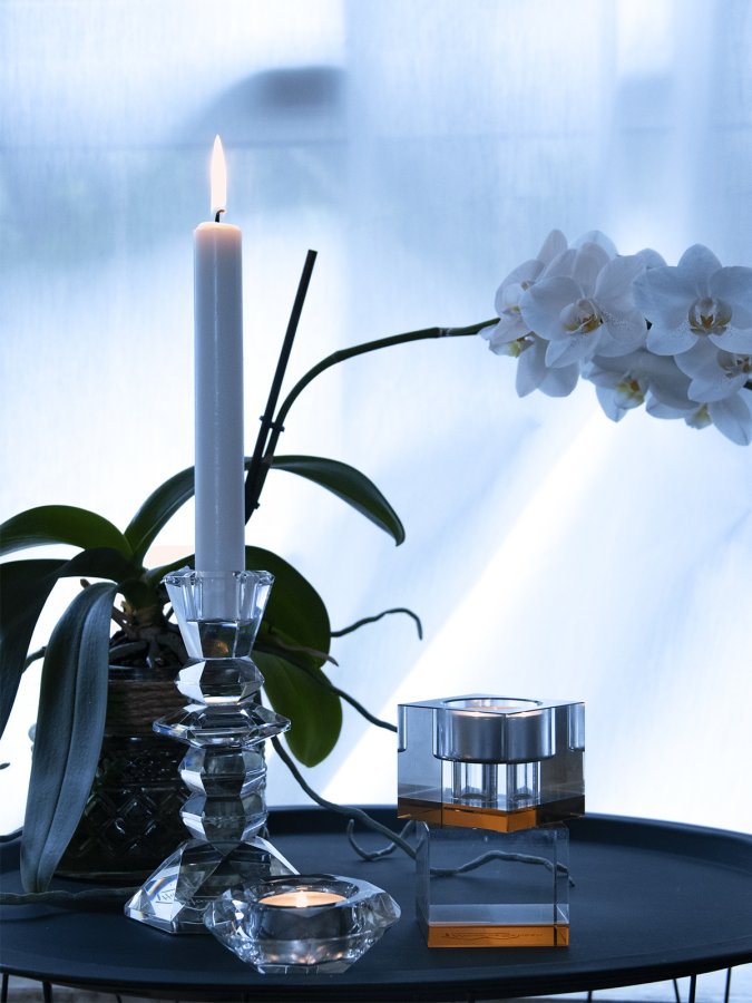 HOUSE OF SANDER Lyng lysestage - fersken og klar glas