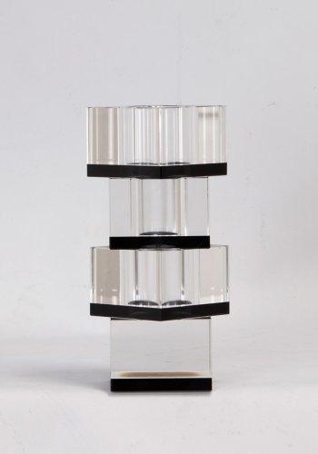 HOUSE OF SANDER Flora vase - klar og sort glas (7x7)