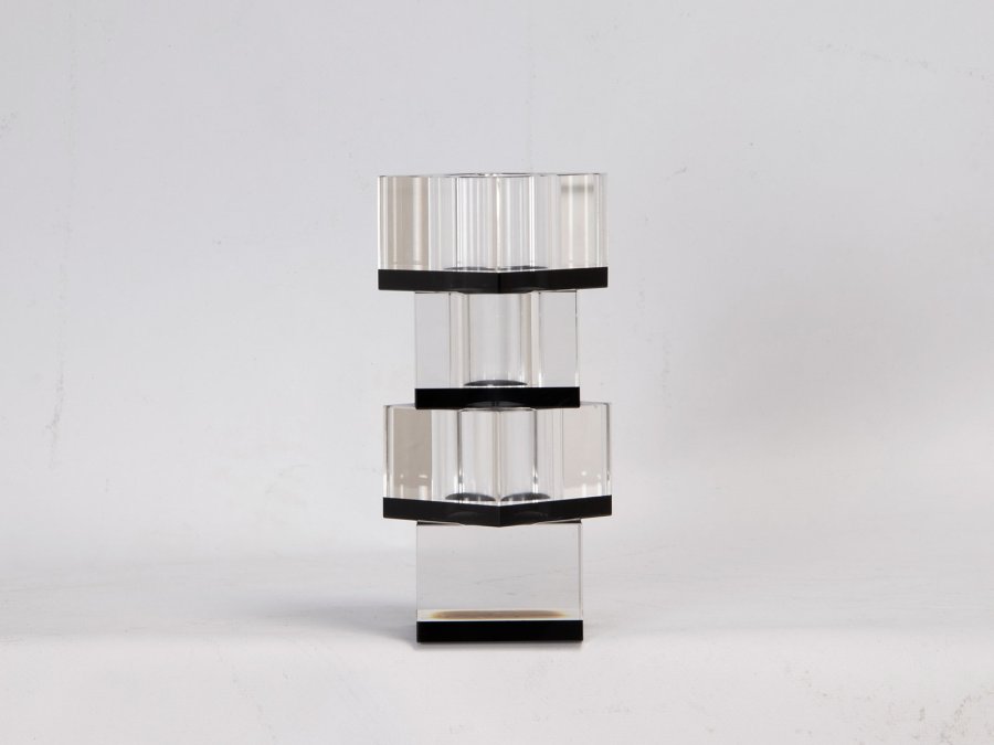 HOUSE OF SANDER Flora vase - klar og sort glas (7x7)