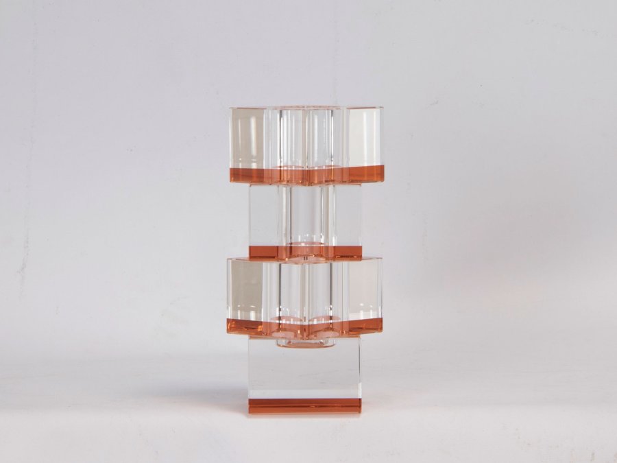 HOUSE OF SANDER Flora vase - klar og fersken glas (7x7)