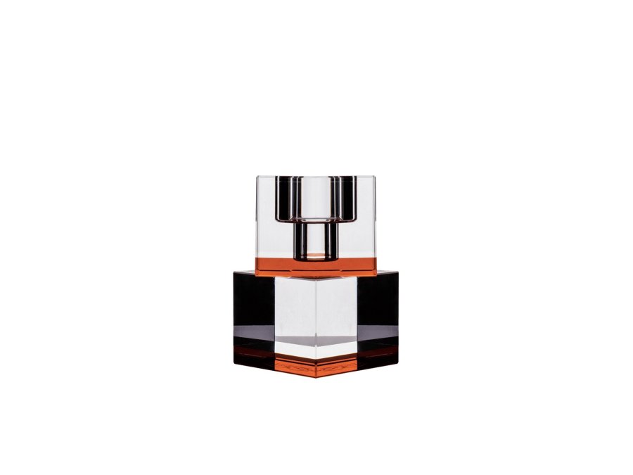 HOUSE OF SANDER Lyng lysestage - fersken og klar glas